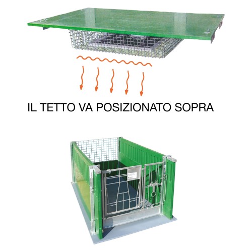 607 HD332433_b Tetto parziale box vitelli c/pias tra riscal.97x133x2h 300W I P65 rete protez----------