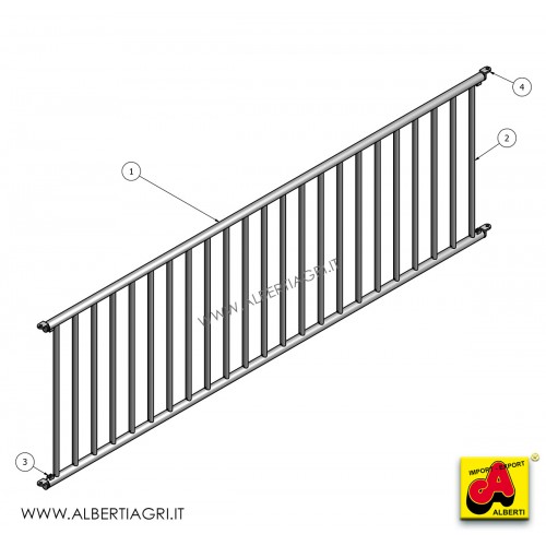 Rastrelliera divisoria 3m con tubi orizzontali Ø 42mm