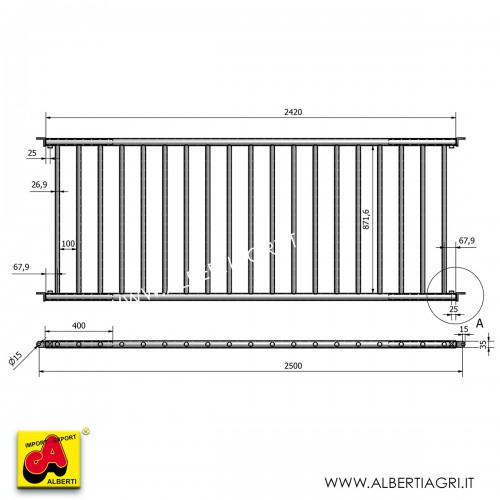 Rastrelliera divisoria 2,5mx0,956d42/27 ------------------------