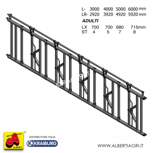 Rastrelliera autocatturante adulti 4m 5 posti 700mm