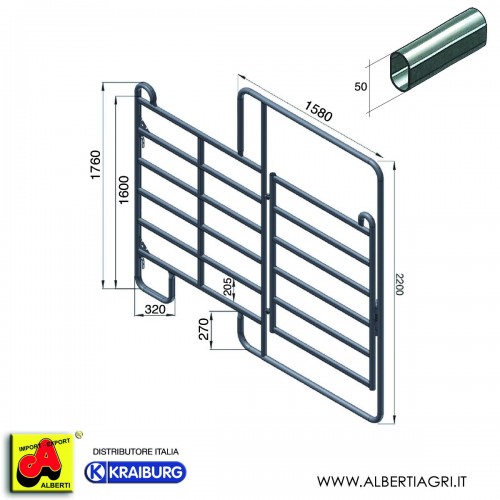 Pannello recinto con porta per cavalli L 240 cm
